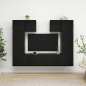 Greatstore Komplet TV omaric 6-delni črna iverna plošča