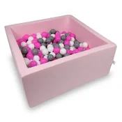 shumee Suhi bazen 90x90x40cm puder roza s 400 kroglami: bela, siva, roza