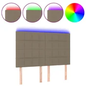 Vidaxl LED posteljno vzglavje taupe 144x5x118/128 cm blago