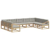 Set vanjskih sofa s jastukom 9 pcs Bijela i svjetlosiva