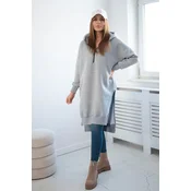 Insulated sweatshirt with slits on the sides in gray color