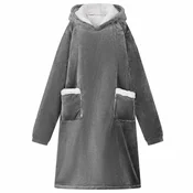 vidaXL Odeja s kapuco Temno siva s Flis in flanel