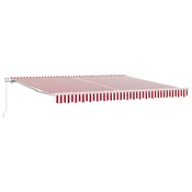 Vidaxl Vlečna tenda Rdeča in bela 400 x 350 cm Poliester in aluminij