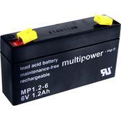 MULTIPOWER multipower PB-6-1,2-4,8 MP1,2-6 svinčeni akumulator 6 V 1.2 Ah svinčevo-koprenast (ŠxVxG) 97 x 57 x 25mm ploščati vtič 4,8mm brez vzdrževanja, nizko s, (20438708)