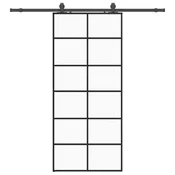 Vidaxl Drsna vrata z opremo črna 90x205 cm ESG steklo