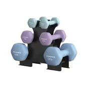 Songmics Set uteži šestkotnih z nosilcem 2x1 kg 2x3 kg 2x5 kg modri neopren