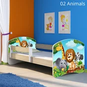 Djecji krevet ACMA s motivom, bocna sonoma 140x70 cm 02 Animals