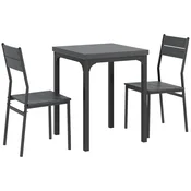 Homestar Jedilna garnitura 3-delna miza 60x60x76 cm stoli 395x44x835 cm siva