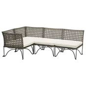 JUTHOLMEN Modularna ug. sofa trosed, spolja, tamnosiva/Kuddarna svetla sivobež