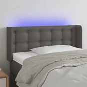 Vidaxl vidaXL Vzglavje postelje z LED svetlo sivo 93x16x78/88 cm umetno usnje
