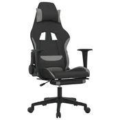 Vidaxl Masažni gaming stol z oporo za noge črno in svetlo sivo blago