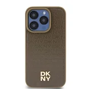 DKNY Etui DKNY usnjen vzorec Metal Logo MagSafe za iPhone 15/14/13 - rjavo