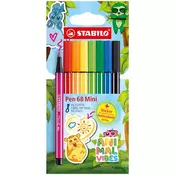 Set nalivpera s filcanim vrhom, 1 mm, STABILO Pen 68 Mini Animal Vibes, 8 različitih boja
