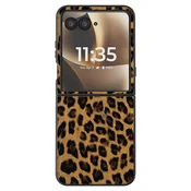 AVIZAR Ovitek Leopard za Motorola Razr 70 Ultra in Razr 60 Ultra Preklopna Zaščita, Svetlo rjava, (5000274654)