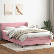 vidaXL vidaXL Box spring postelja z vzmetnico roza 160x220 cm žamet, (21792467)