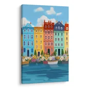 Slika pastelno mesto z ladjami - 20x30