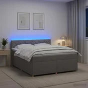 vidaXL Postelja boxspring z vzmetnico Svetlo siva 140 x 200 cm Blago