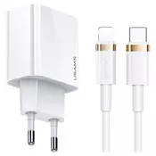 USAMS USAMS OMREŽNI POLNILEC 1XUSB-C 20W PD3.0 + USB-C KABEL ZA LIGHTNING, (21974745)