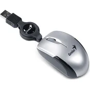 Genius Micro Traveler V2 - optična miška, žična, z valovodom, USB, srebrna