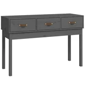 Vidaxl Konzolna mizica siva 114x40x75 cm trdna borovina