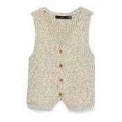 VERO MODA Pleten brezrokavnik VMPENELOPE bež