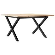 Vidaxl Klubska mizica X okvir 60x60x40 cm trdna borovina jeklo