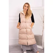Quilted vest with hood beige