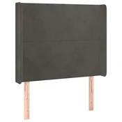 Vidaxl Vzglavje z ušesi temno sivo 93x16x118/128 cm žamet