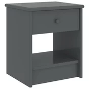 Vidaxl Nočna omarica temno siva 35x30x40 cm trdna borovina