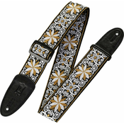 Levys M8HT-13 Print Series 2 60s Hootenanny Jacquard Weave Guitar Strap Brown/White