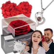 shumee Ogrlica s hologramom Eternal Rose in Glass za ženske, darilo za Valentinovo