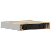 Vidaxl Stenske police 4 kosi barva hrasta in bela 23x23,5x3,8 cm MDF