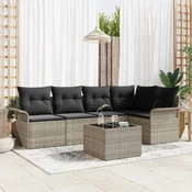 Sjedeća garnitura za vrt 6 kom. Siva poliratan 242,5 x 132,5 x 85 cm