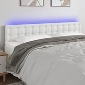 Vidaxl vidaXL Vzglavje postelje z LED diodo belo 160x5x78/88 cm umetno usnje