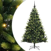 Umjetno savitljivo božićno drvce s 300 LED dioda Zelena 210 cm