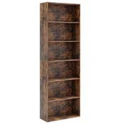 Northix Visoka rjava lesena knjižna polica s 6 policami 60x23.5x178 cm iz MDF