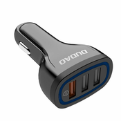 DUDAO avtomobilski polnilec Quick Charge 3.0 QC3.0 2,4A 18W 3x USB črn (R7S black)