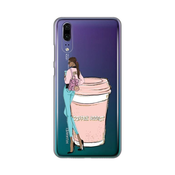 Ovitek Print za Huawei P20 My Print Cover, Skin Coffe Addict, roza in modra