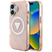 Guess Etui Guess IML Metal Glitter 4G Circle Triangle MagSafe za iPhone 16 - roza