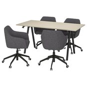 TROTTEN / TOSSBERG Konferencijski sto i stolice, bež boja antracita/tamnosiva, 160x80 cm