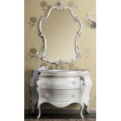 Casa Padrino luxury baroque bathroom set white/silver - 1 Washstand & 1 Wall Mirror - Luxury bathroom furniture in baroque style - Baroque furniture - Luxury quality - Made in Italy