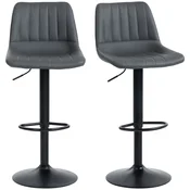 HOMCOM HOMCOM barski stol umetno usnje, jeklo 43D x 49,5Š x 91 111V cm Temno siv, (5000242641)