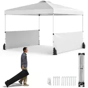 Northix Pop-up paviljon 3x3 m s stranicami, torbo, vetrovnimi vrvmi, bel, UV zaščita