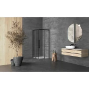 TUŠ KABINA LIBRA Q90x90 , B/1, CRNI PROFIL, PROZ.STAKLO