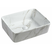 Keramični umivalnik DALMA, 48 x 38 x 13 cm, carrara - Bela - Keramika - Umivalnik za namestitev na polico - Stojalo - Ne