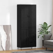 Highboard s ladicama 2 pcs Crni hrast Inženjersko drvo i staklo