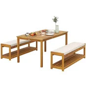 Homestar Vrtni komplet pohištva 3-delni 150x85x75 cm tikovina