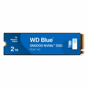 WD Western Digital Blue SN5000 2 TB M.2 PCIe 4.0 NVMe SSD, 5150 MB/s branja, 4850 MB/s pisanja, univerzalna komponenta
