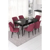 Hanah Home Set Trpezarijski sto i 6 stolica Nef, Bordo-crni