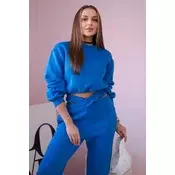 Insulated set with a short sweatshirt in purple blue
